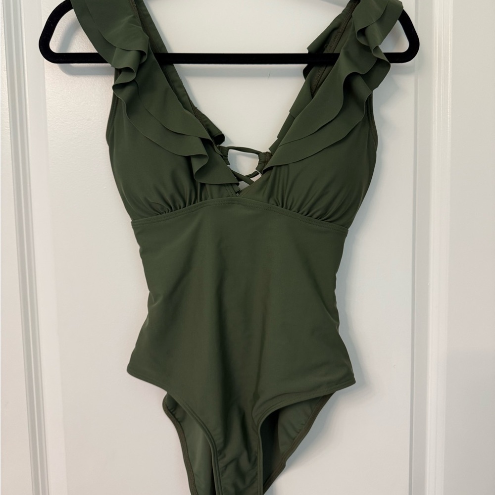 Brand New! Green Ruffled One-Piece Swimsuit -small